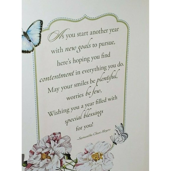 Warm Birthday Wishes Thoughts & Inspiration Floral Blue Butterfly Greeting Card - Picture 9 of 11